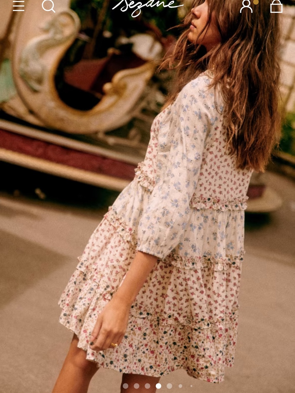 NWT Sezane Vivi patchwork babydoll Floral Print - Picture 7 of 8